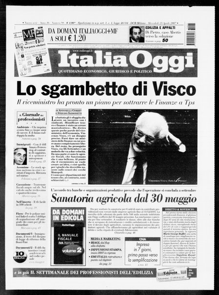 Italia oggi : quotidiano di economia finanza e politica